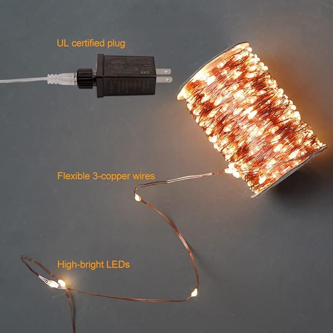 660FT Extra Long Fairy Lights Plug in Waterproof Outside High Bright Copper Wire String Lights with Remote 2000 LED for Garden, Porch, Patio, Christmas Wedding Party Decoration