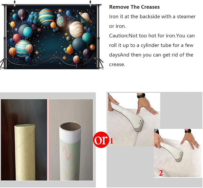 8x6ft Planetary Solar System Backdrop Outer Space Theme Photography Background for Astronaut Baby Kids Birthday Party Cake Smash Decoration Banner