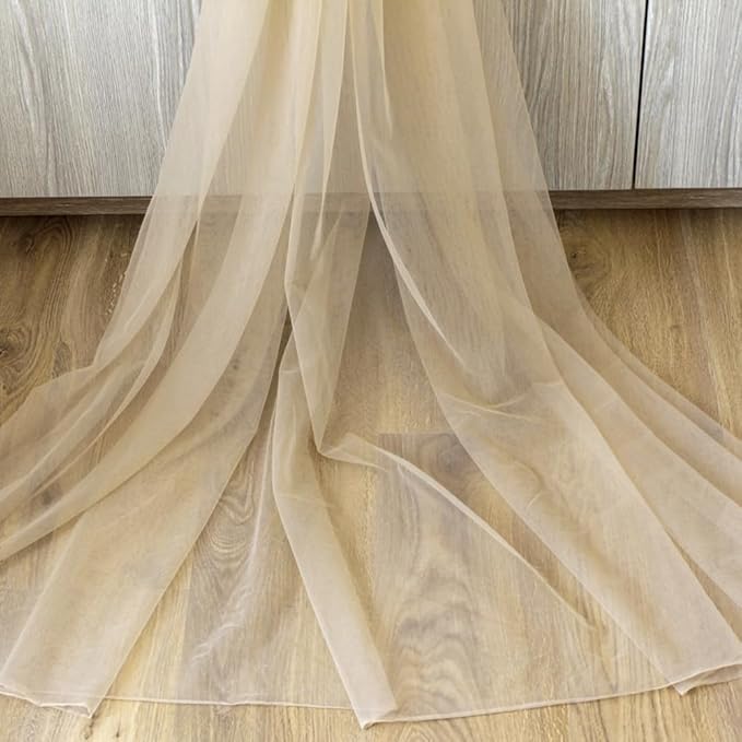 Beige(Skin) Soft Tulle mesh,Good Skin Touch Fabric,Super Wide Bride viel Dress Tulle Fabrics, 2 Way Little Stretch mesh for Wedding Venues Decoration 118" *118"