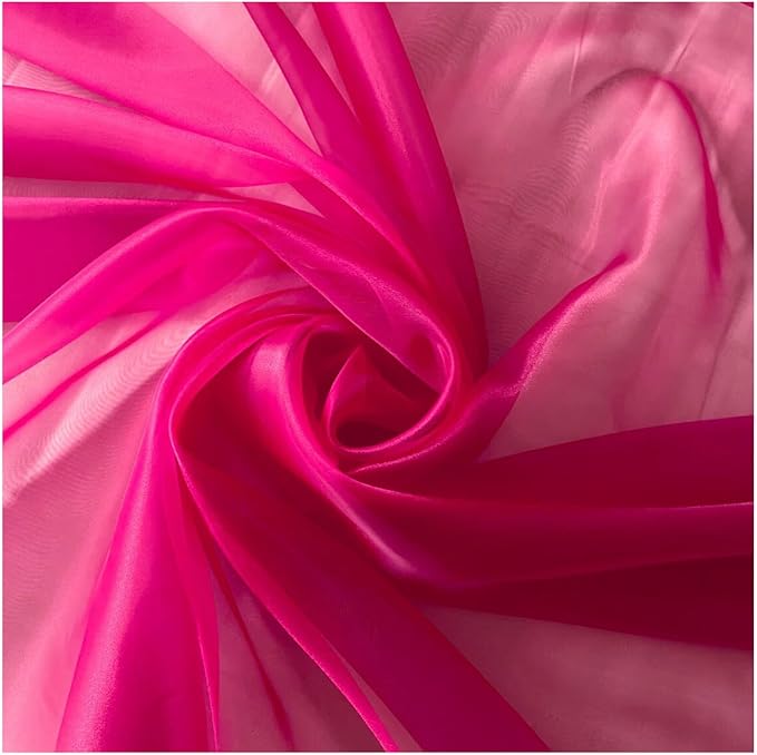 MDS Pack of 45 Yard Sheer Organza Fabric for Wedding Party Home Event Banquet Decorations, Backdrop Curtain Craft Dress Sewing Fashion DIY Crystal Organza Tulle Fabric Bolt 44” Wide - Magenta