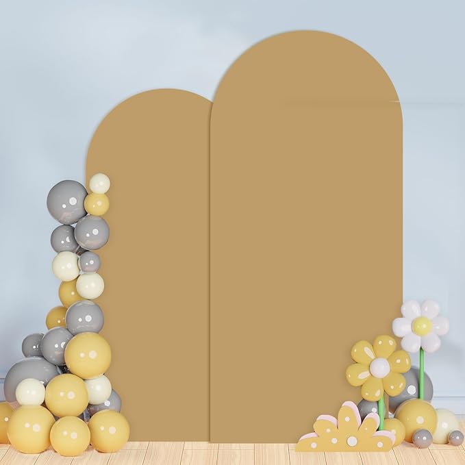 Brown Arch Cover Set of 2 Spandex Fitted Arch Stand Cover 7.2FT 6FT Wedding Arch Backdrop Stands Cover Chiara Arch Frame Cover Backdrop Fabric for Birthday Party Baby Shower Arch Decoration