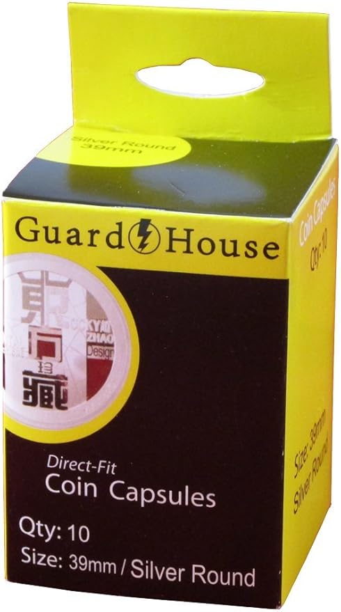 Guardhouse 39mm Direct Fit Coin Capsule for One Ounce Silver and Copper Round, and Other Similar Sized Coins Pack of 10