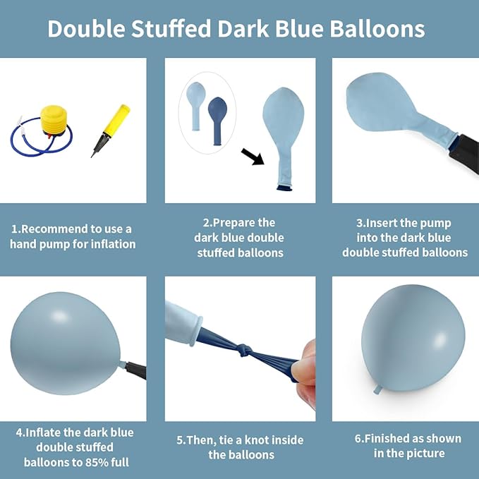 Double Dusty Blue Stuffed Balloons Different Size 115Pcs 5/10/12/18" Slate Blue Balloon Arch Garland kit for Birthday Baby Shower Bridal Shower Gender Reveal Wedding Theme Party