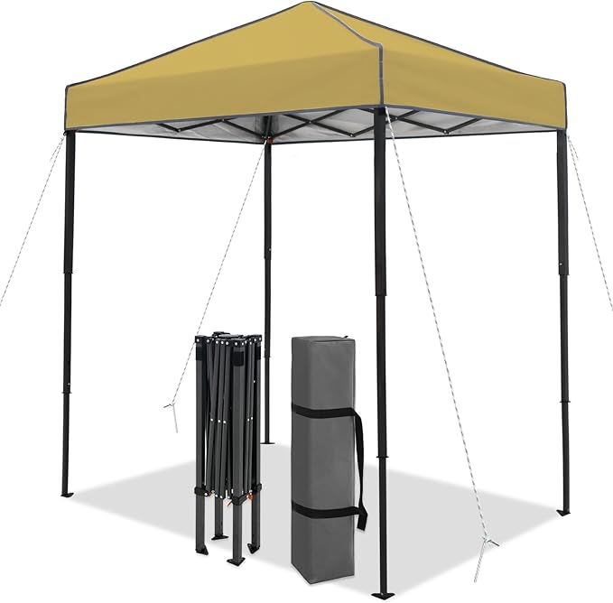 6x4 Pop Up Canopy Tent, Instant Portable Beach Canopy, Outdoor Tent with Carry Bag for Camping, Sports, Tailgating, Events, Beige