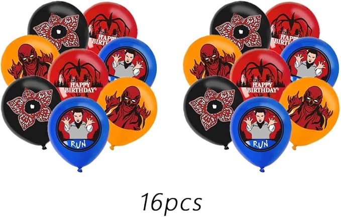 50 PCS Stranger Party Supplies, Birthday Decorations Set Includes Banner, Balloons, Hanging Swirls, Cake Cupcake Toppers, Tablecloth for Boys Girls Theme Party