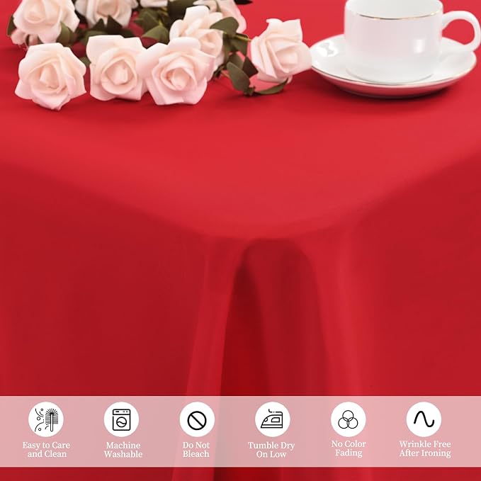 12 Pack Polyester Tablecloth -60 x 126 Inch Red Table Cloth for 8 Feet Rectangle Tables, Stain and Wrinkle Resistant Washable Fabric Table Cover for Wedding Party Banquet Restaurant Kitchen