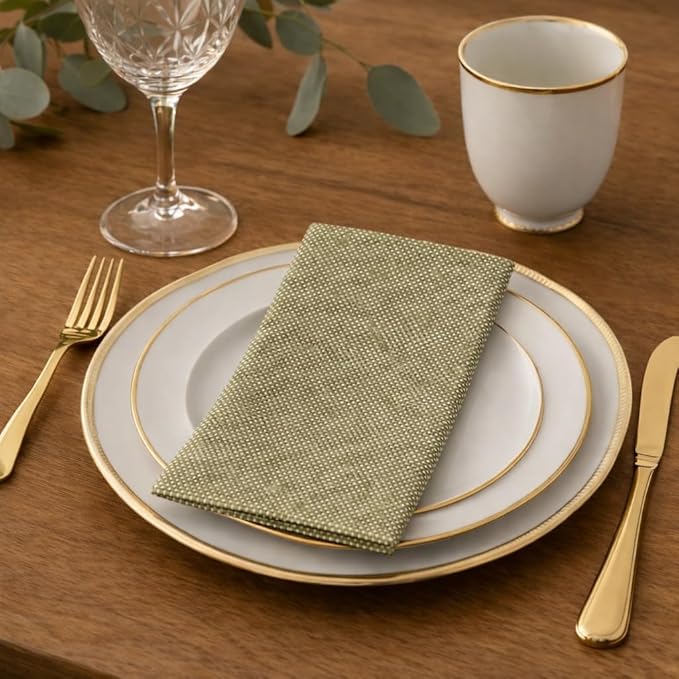 Made in Italy Linen-Feel Disposable Guest Towels - Premium Airlaid Cloth-Like Bathroom Napkins, Soft & Absorbent Luxury Hand Towels, Elegant Dinner Napkins for Parties