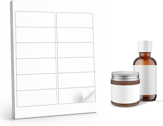 Dashleigh Small Bottle Labels Waterproof, 120 Blank Printable Vinyl Stickers 4x1.5 Inch for 2oz and 4oz Bottles - Wraparound Label Sheets for Spray Bottles, Essential Oils, Cosmetics, Small Business