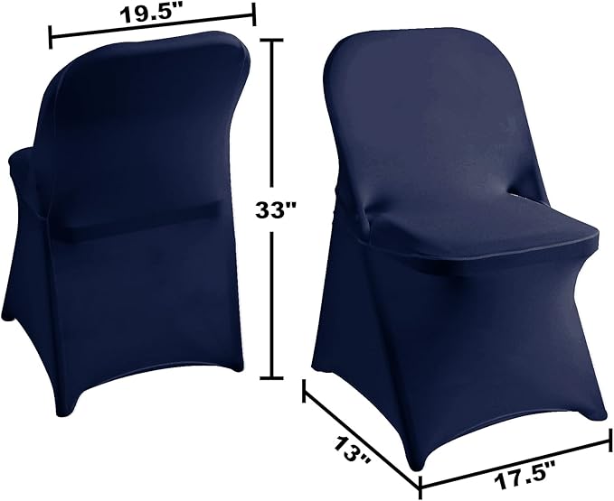magalo 20 Pack Navy Spandex Folding Waterproof Chair Cover, Stretch Chair Cover Protector for Wedding, Party, Dining Banquet and Other Special Events
