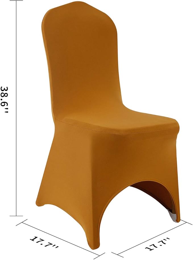 Peomeise Stretch Spandex Chair Cover for Wedding Party Dining Banquet Event with Open Back (Gold,12pcs)