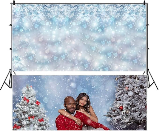20x10ft Falling Snowflake Portrait Backdrops for Photography Winter Ice Snow Flakes Photo Shoot Newborn Kids Baby Adults Wedding Photo Background Vinyl Photo Booth Props