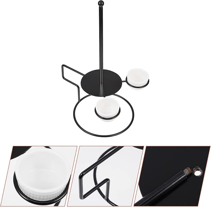 Luxshiny Stainless Steel Donut Stand with Sauce Bowl Metal Display Rack for Party Dessert Table Onion Ring Holder Kids Holiday Festival Snack Organizer 13.77X8.26X7.08 Inches