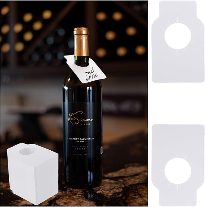 500 PCS Wine Bottle Tags for Cellar Collection, Wine Labels Plastic PVC Wine Hanging Labels Reusable Wine Tags for Bottles Name, Year, Tasting Notes Wine Racks Marker, Double Sided, White