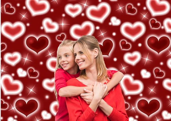Dudaacvt 7x5ft Red Heart Photo Backdrop 90s Backdrops for Photoshoot Valentine's Day Backdrop Happy Birthday Anniversary Party Photography Mother's Day Backdrops