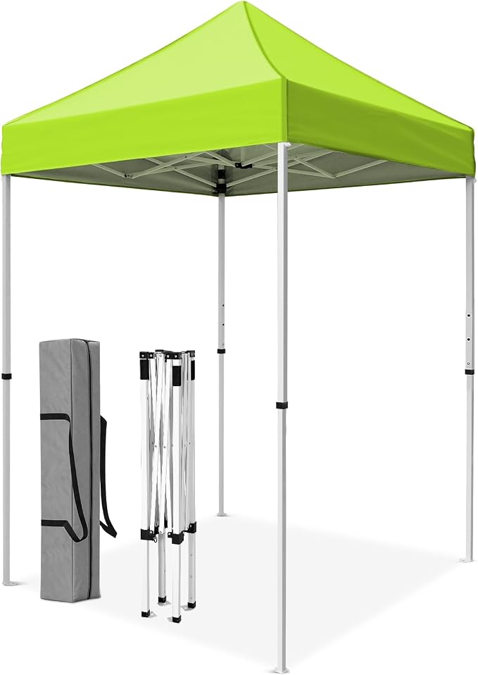 5x5 Pop Up Canopy Tent, Instant Portable Beach Canopy, Outdoor Tent with Carry Bag for Camping, Sports, Tailgating, Events, Neon Green