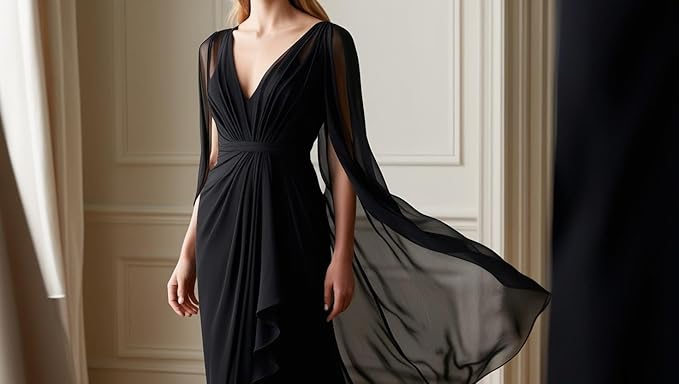 New Star Fabrics Chiffon Fabric, Continuous 60" Wide (30ft) Sheer Material, 100% Soft Polyester, Ideal for Wedding, Party, Event Decor, Draping, and Dresses (Black, 3 Yards)