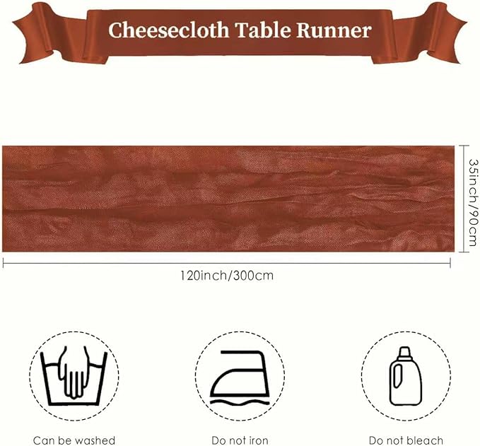 Cheesecloth Table Runner 10ft Rustic Gauze Cheese Cloth 35 x 120 Inches Long for Christmas Wedding Bridal Baby Shower Birthday Table Decorations (Burgundy, 6 Pack-10FT)