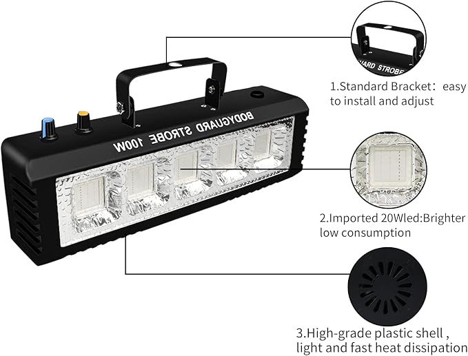 Strobe Stage Lights Sound Activated, 100W White LED Strobe Stage Lights, Halloween Light Effect with Remote Control, Professional DJ Party Lights for Banquet Host