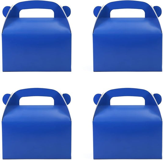30-Pack Dark Blue Party Favor Treat Boxes Pack, Goodie Boxes, Paper Gable Gift Boxes with Handles. Perfect for Prince Party and Baby Shower Decoration Supplies