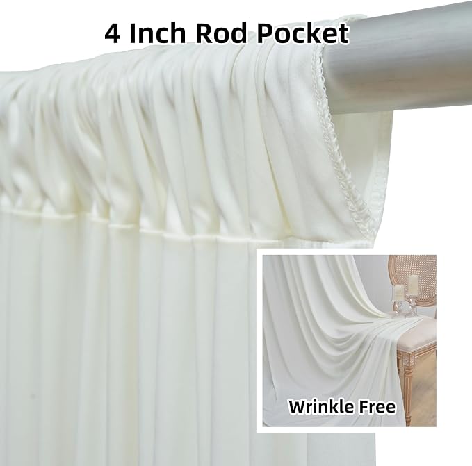 50ftx12ft Ivory Backdrop Curtains for Wedding-Wrinkle Free Backdrops Curtain Drapes Fabric Decorations Photo Back Drop Cloth for Baby Shower Photography Stage Reception 10Panels 12ft(H) x 5ft(W)