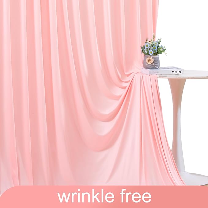 6 Panels Blush Pink Backdrop Curtain for Parties Baby Shower Wrinkle Free Pink Photo Curtains Backdrop Drapes Fabric Decoration for Wedding Birthday Party 30ft(W) x 10ft(H)