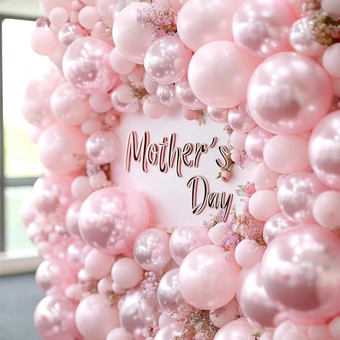 Pearl Pink Balloon Arch Kit Double Stuffed Light Pastel Pale Pink Balloons Different Sizes 18/12/10/5 inch Balloon Garland for Birthday Baby Shower Wedding Bridal Shower Mother's Day Party Decorations
