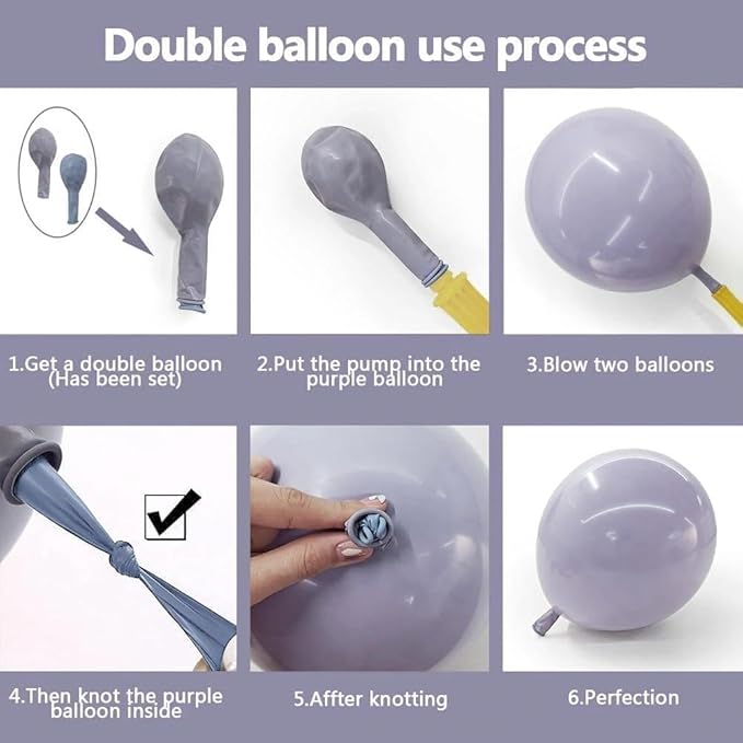 Double Stuffed Lavender Balloons Different Sizes Light Dusty Purple Lilac Balloon Arch Garland Kit for Baby Shower Bridal Wedding Birthday Valentines Party Decoration