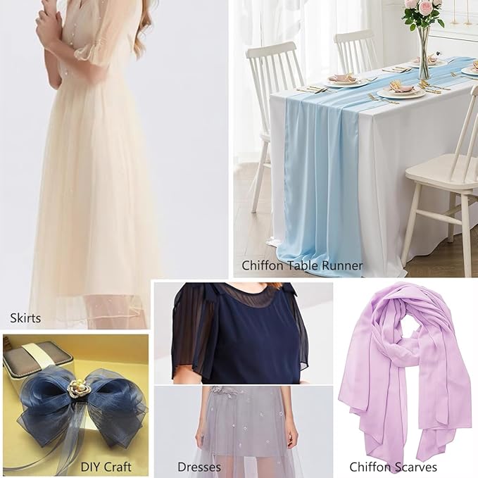 Baby Blue Chiffon Fabric 5 Yard Sheer Fabric for Draping Voile Tulle Material Wedding Arbor Backdrop Canopy Christmas Birthday Party Gender Reveal Baby Shower Sewing & DIY Decoration Backdrop