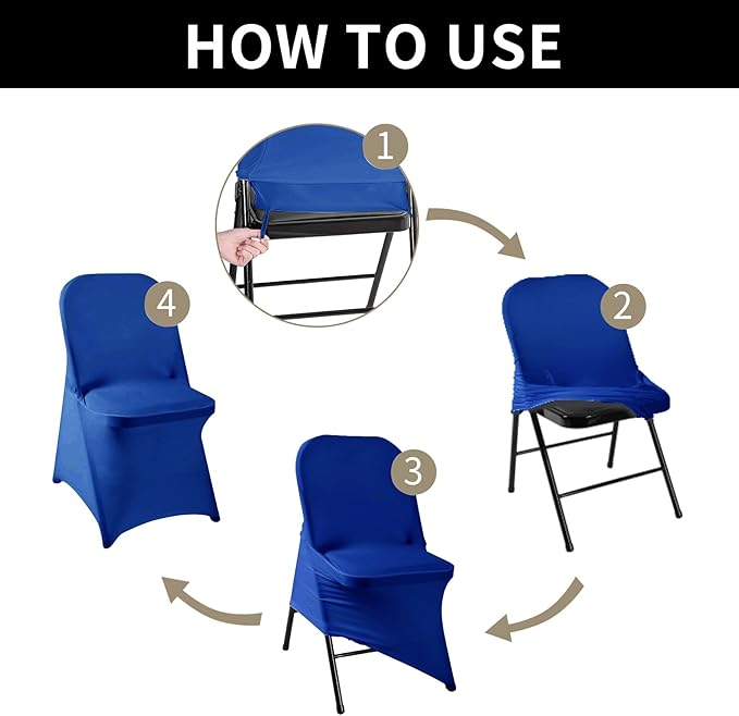 magalo 20 Pack Royal Blue Spandex Folding Waterproof Chair Cover, Stretch Chair Cover Protector for Wedding, Party, Dining Banquet and Other Special Events