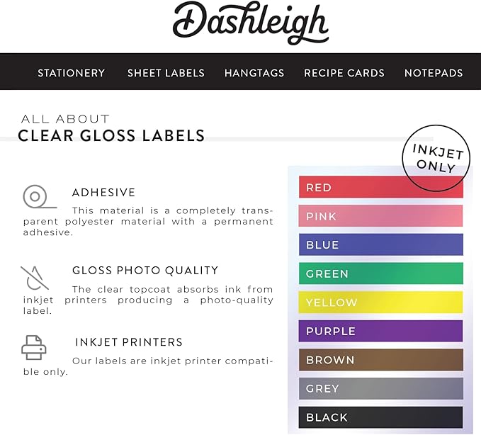 Dashleigh Clear Beer Bottle Labels Waterproof, 60 Blank Printable Vinyl Stickers 4x3 Inch for 12oz Bottles - Homebrew Label Sheets for Inkjet, Craft Beer, Home Brewing Supplies, Father's Day