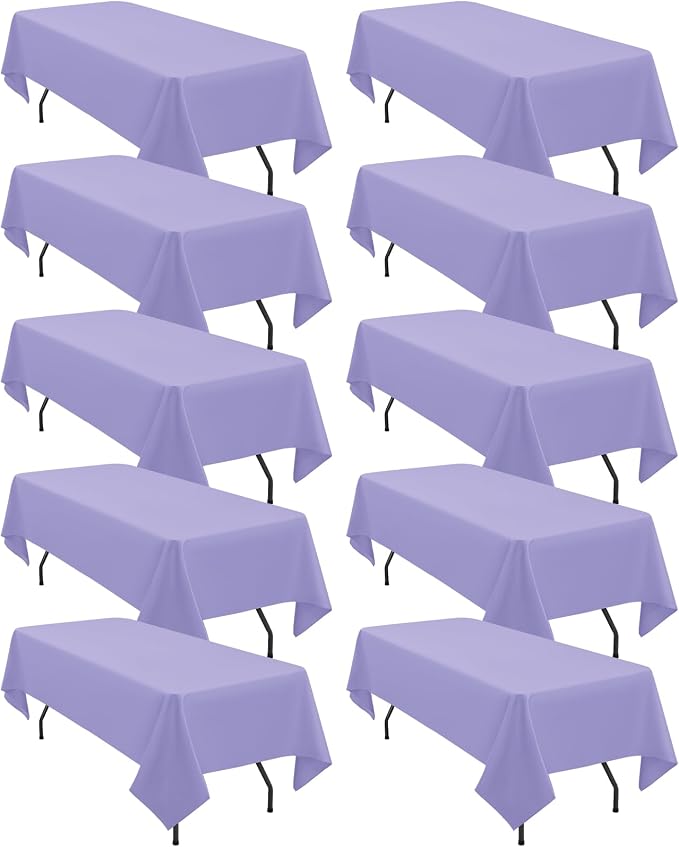 fani 10 Pack 60 x 102 Inch Tablecloth, Lavender Tablecloth for 6 Feet Rectangle Tables, Stain and Wrinkle Resistant Washable Fabric Table Cloth for Wedding Party Dining Table Buffet Parties Camping