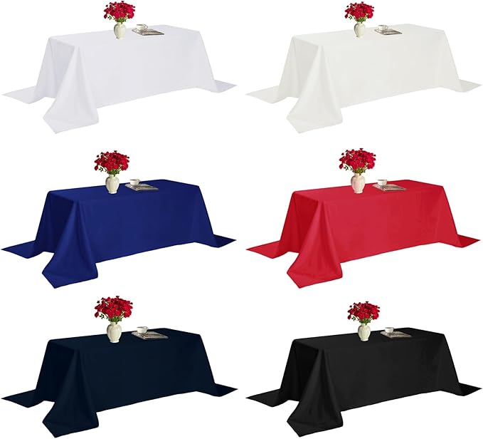 Fokitut 6 Pack Rectangle Tablecloth, 60x120 Inch, Stain Resistant and Wrinkle Polyester Table Cloth, Fabric Table Cover for Kitchen Dining, Wedding, Party, Holiday Dinner-White