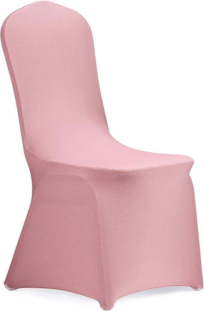 Peomeise Stretch Spandex Chair Cover for Wedding Party Dining Banquet Event (Dusty Rose, 25)