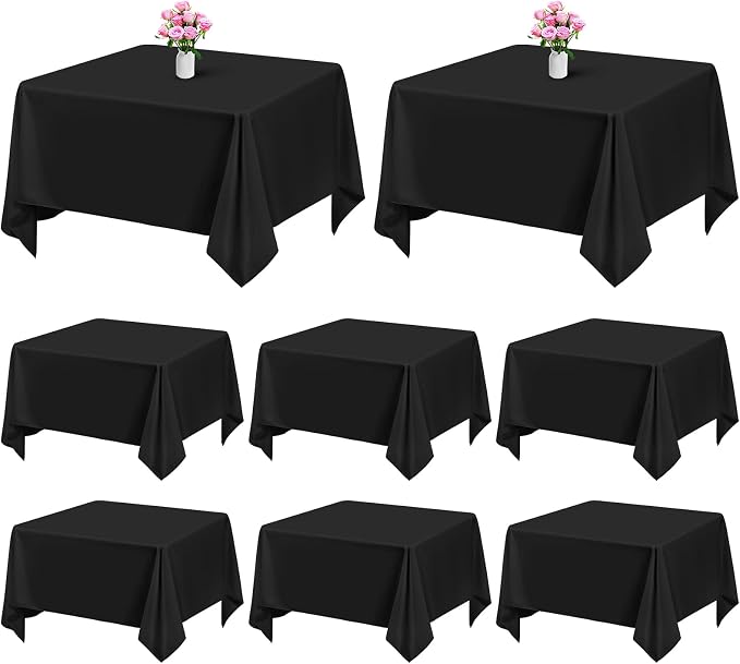 8 Pack Black Square Tablecloth 52 x 52 Inch Square Table Cloth,Wrinkle Resistant Washable Polyester Fabric Table Clothes Small Black Tablecloth for Wedding Dining Parties Restaurant Card Table