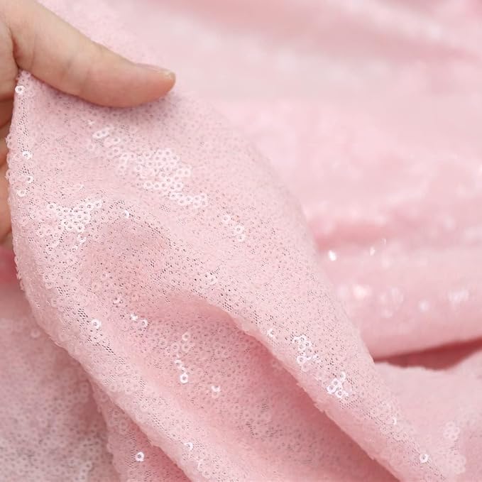 PartyDelight Pink Sequin Backdrop 20x10ft 4 Inch Rod Pocket | 3mm stitched pink sequins on mesh backing with 4 inch rod pocket for extra wide stages banquet walls group photos and large