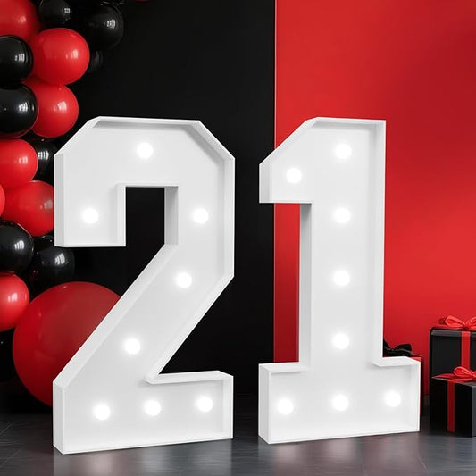 2FT Marquee Numbers 21, Light up Numbers for 21 Birthday Decoration, Large Light Up for 21 Years Old Birthday Party, Anniversary Party Decor Birthday Sign, Pre-Cut Foamboad Mosaic DIY