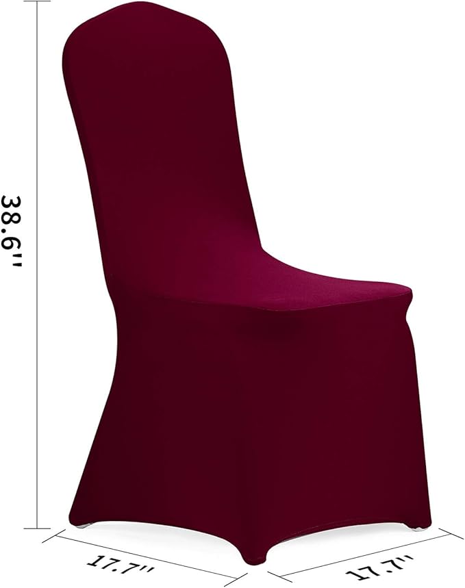 Peomeise Stretch Spandex Chair Cover for Wedding Party Dining Banquet Event (Burgundy, 12)