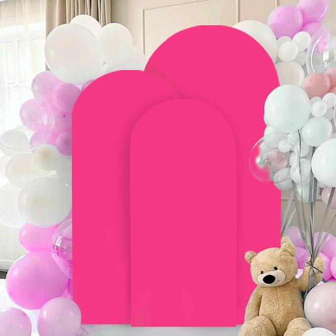 FANPROMS Arch Covers Set 6FT 6.6FT 7.2FT Hot Pink Wedding Arch Cover for Metal Arch Frame Spandex Fitted Arch Cover 2 Sides Arch Covers Stretchy Fabric Arch Stand Cover for Parties Wedding