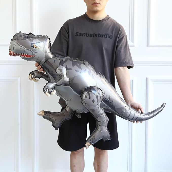 Dinosaur Balloon Set of 6 40inch 3D Jumo Mylar Gigantic Inflatable Walking Self Standing Foil Balloons for Garden Jungle Dinosaur Birthday Party Gift Photo Prop Supplies (Colorful)