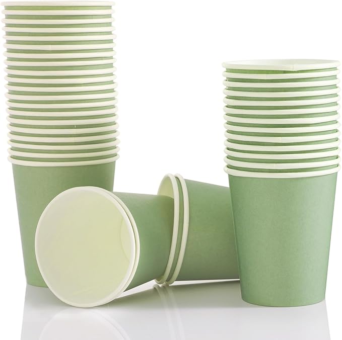 Sage Green Paper Plates, Plates and Napkins Party Supplies 200 Pcs, Greenery Bridal Shower baby decorations Birthday Serves 50, Medium
