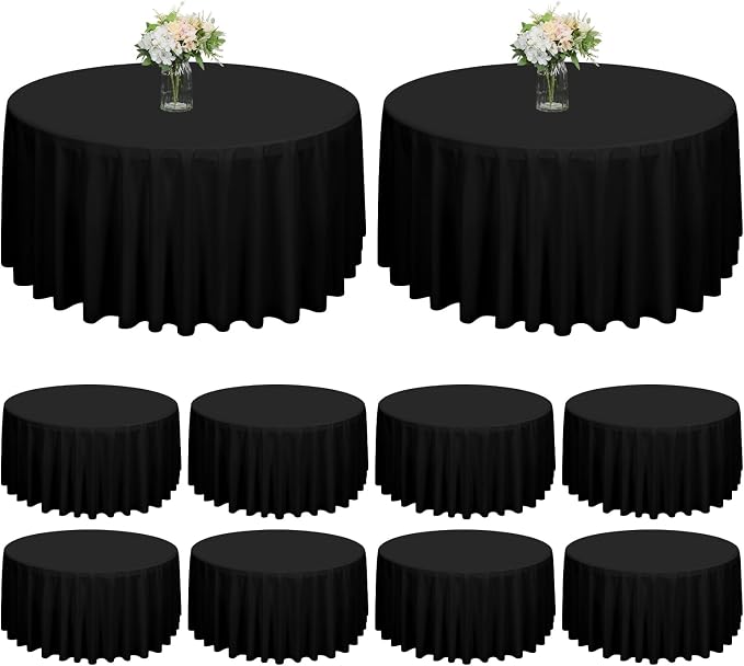 fani 10 Pack Black Round Tablecloth 90 Inch, Polyester Fabric Table Cloth for Round Table, Stain and Wrinkle Washable Table Cover for Wedding Party Dining Table Buffet Banquet Restaurant and Camping