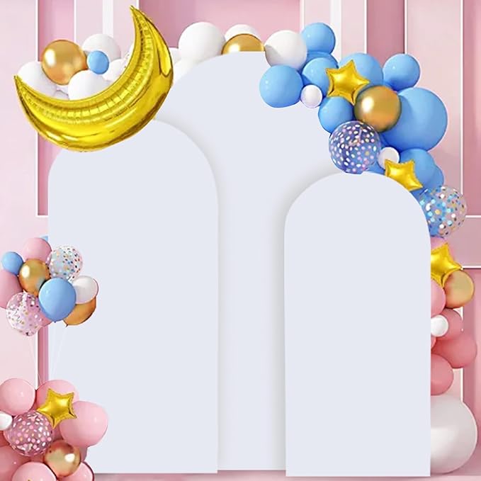 FANPROMS Wedding Arch Cover Set - 3 Sizes: 6FT, 6.6FT, 7.2FT - Double Sided Spandex Fitted Wedding Arch Stand Cover for Birthday Party, Bridal, Baby Shower