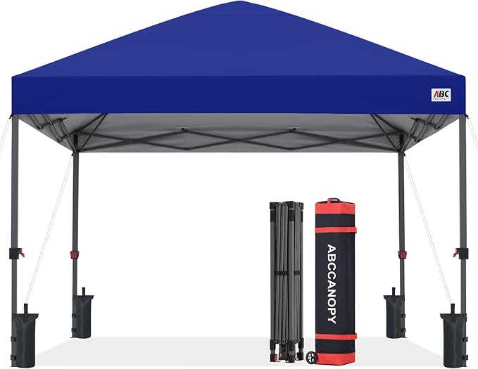 ABCCANOPY 10x10 Pop Up Canopy - Outdoor Patio Portable Canopy Tent Gazebo Heavy Duty for Backyard and Deck with 4 Sandbags and 8 Stakes (Dark Blue)