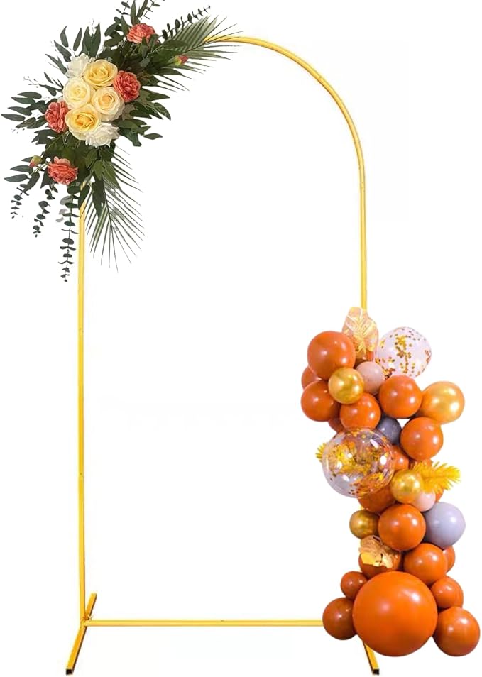 DDMY Arch Backdrop Stand, Gold Metal Balloon Arch Stand 7.2FT for Wedding Ceremony Birthday Party Baby Shower Graduation Ceremony Photo Backdrop Other Occasions Decoration