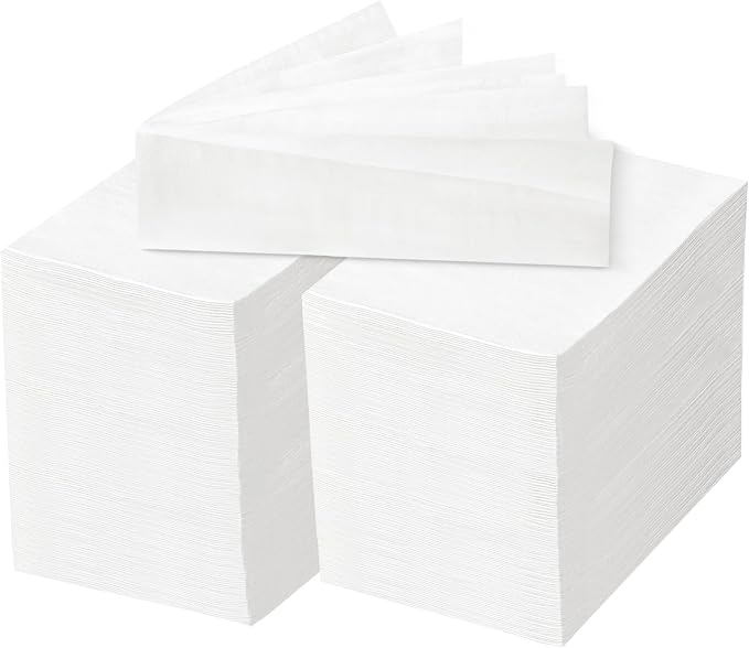 BESTVIP 200 Pack Disposable Paper Napkins, 3-Ply White Dinner Napkins for Guests, Bathroom Paper Hand Towels Soft and Absorbent, Perfect for Christmas, Kitchen, Dinner, Party, Wedding or Event