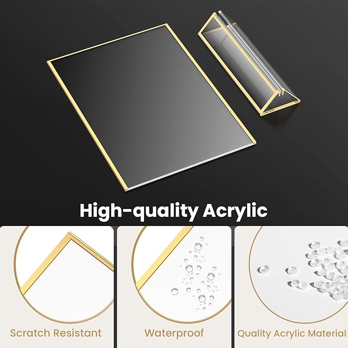 Gold Frames 4X6 Acrylic Sign Holder Double-Sided Gold Picture Frames for Menu Holder Wedding Table Number Holder Christmas Photo Frames with Removable Clear Sticky Dots-12 Pack