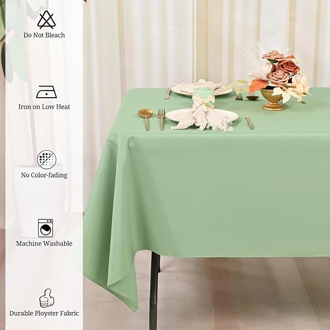 Pesonlook 12 Pack Rectangular Tablecloth Sage Green -60 x 102 Inch Polyester Tablecloth for 6 ft Tables,Washable Fabric Table Cover for Wedding/Buffet Party/Dining Table/Events