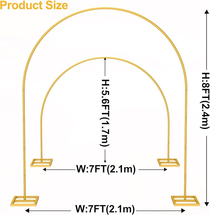 Arch Backdrop Stand，Heavy Duty Backdrop Stand, Wedding Arch Stand Wedding Arch Frame with Base for Birthday Party Graduation Ceremony Decoration (7x8FT)