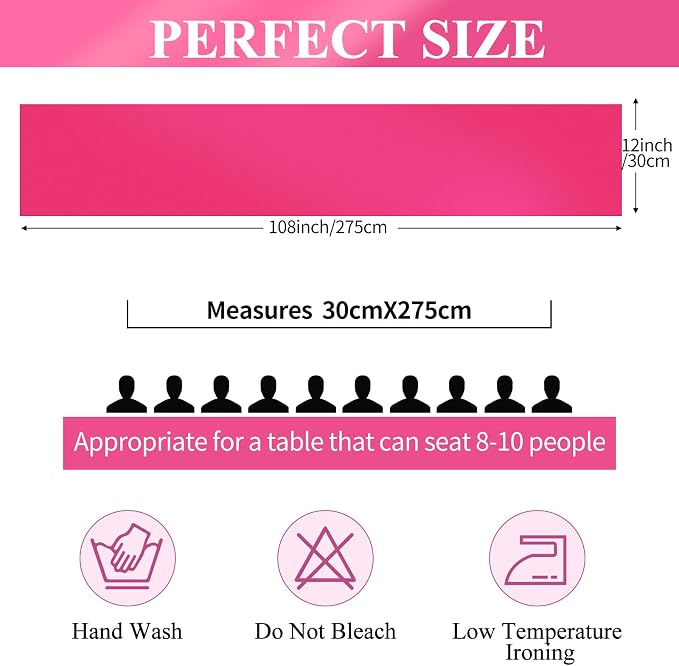 24 Pack Hot Pink Satin Table Runners 12 x 108 Inch Long Table Runners for Rectangle Round Tables,Smooth Satin Table Runner for Wedding,Birthday Party Banquets Graduation Engagements Decoration