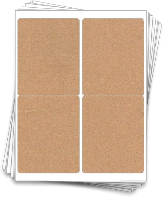 Large Wine Bottle Kraft Printable Labels, 4x5 inches, fits Classic Bordeaux, Burgundy, and Champagne Bottles (Brown Kraft, 40 Labels)